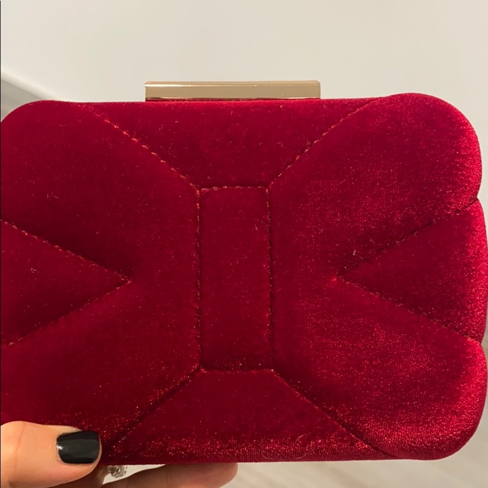 Pinko red velvet clutch